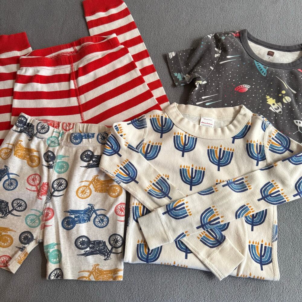 LOT‎ of Kids Mismatched Pajamas Hanna Andersson Tea Collection Boys 6/7 Cotton